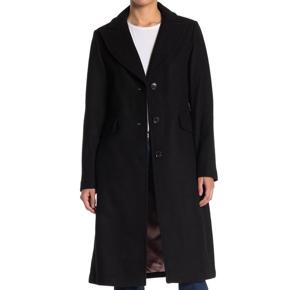 KATE SPADE wool blend notch collar coat